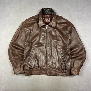Andrew Marc Men's Brown Leather Bomber Jacket